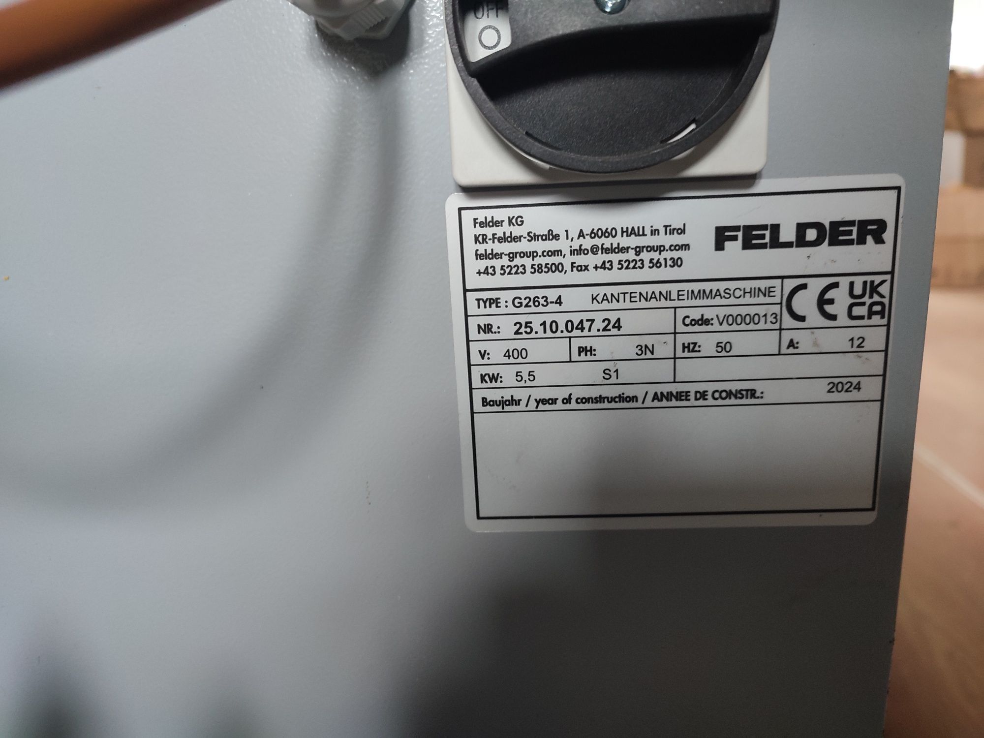 Okleiniarka Felder G263 z 2O24 rok.