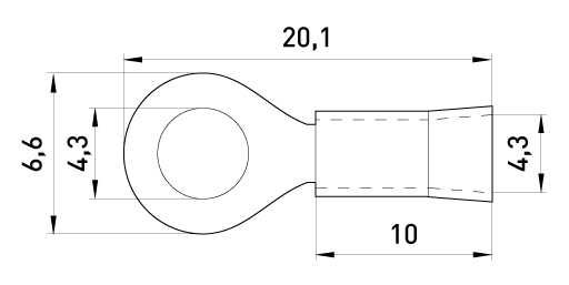Izolowana końcówka oczkowa 0.5-1.5 mm2 czarna 100szt