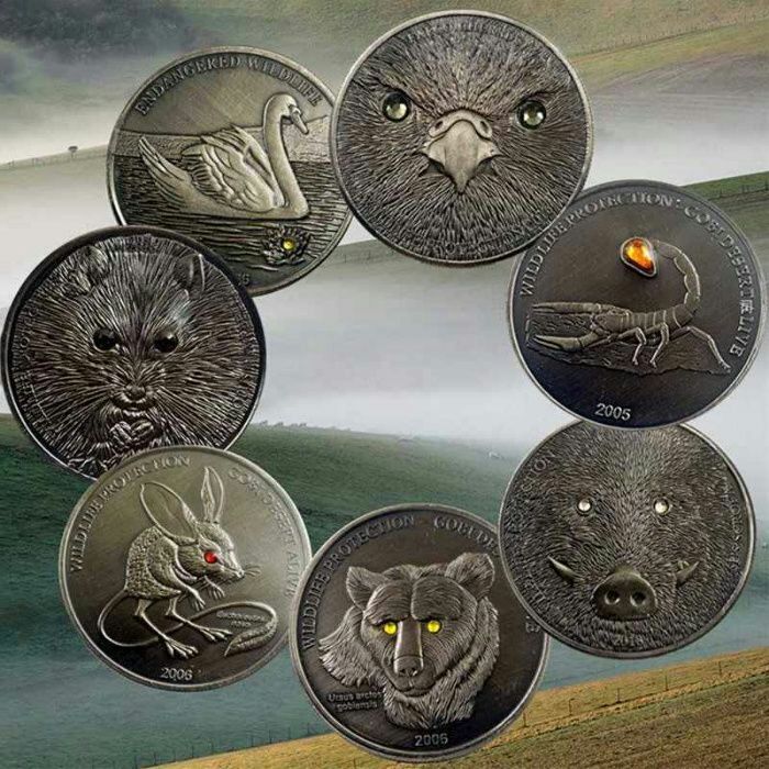 монеты серии"Защита дикой природы" 500 Тугриков Монголия