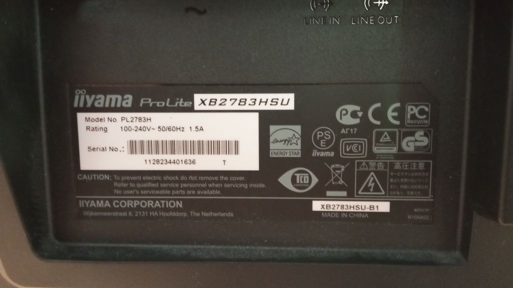 Monitor 1920x1080 iiyama ProLite XB2783HSU