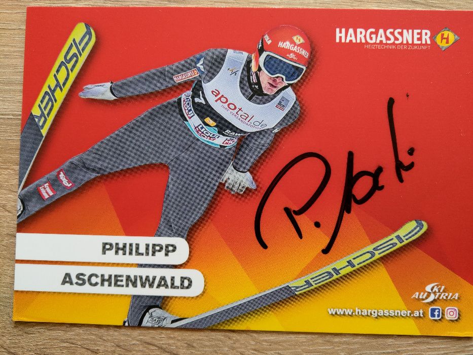 Oryginalny autograf PHILIPP ASCHENWALD-Austriacki skoczek narciarski