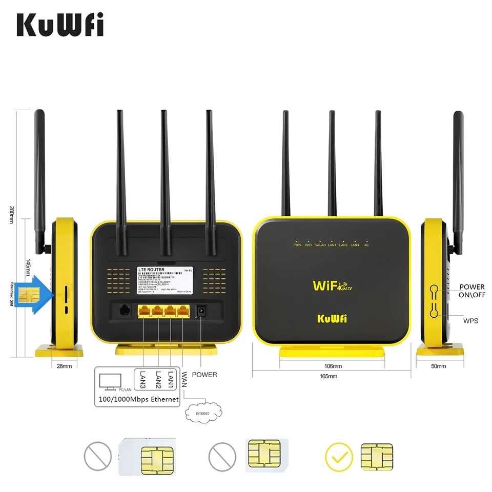 KuWfi C-900 Гигабитный двухдиапазонный 4G LTE WiFi роутер