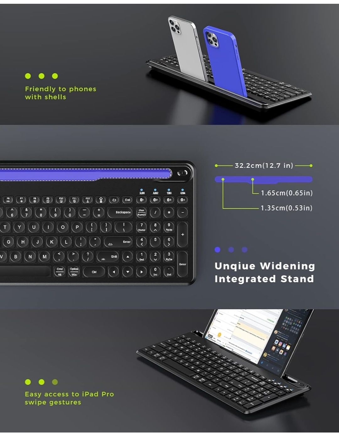 seenda Multi-Device Bluetooth-клавіатура з підсвічуванням для планшетн