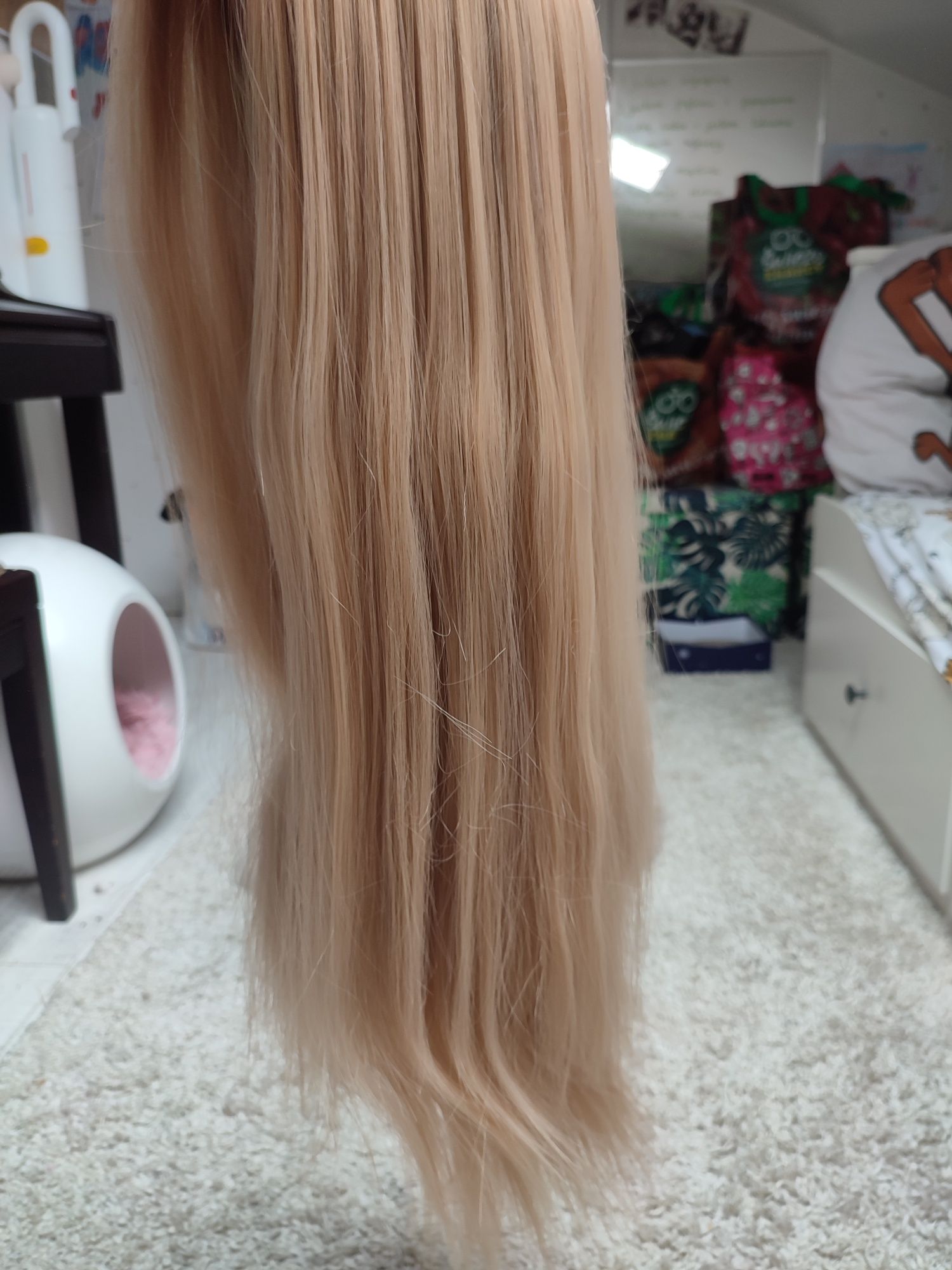 Peruka jasny blond lace front długa gęsta jakość cosplay wig