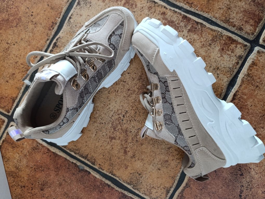 Buty damskie sportowe adidasy sneakersy beżowe nowe