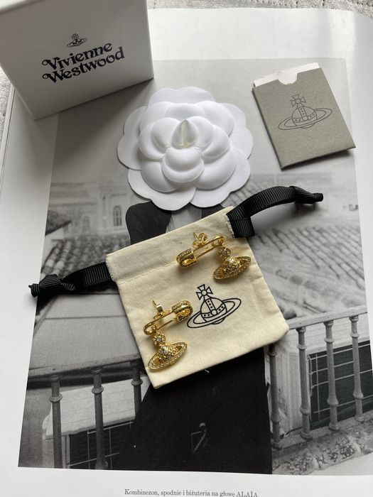 Kolczyki planeta na agrawce złota Vivienne Westwood
