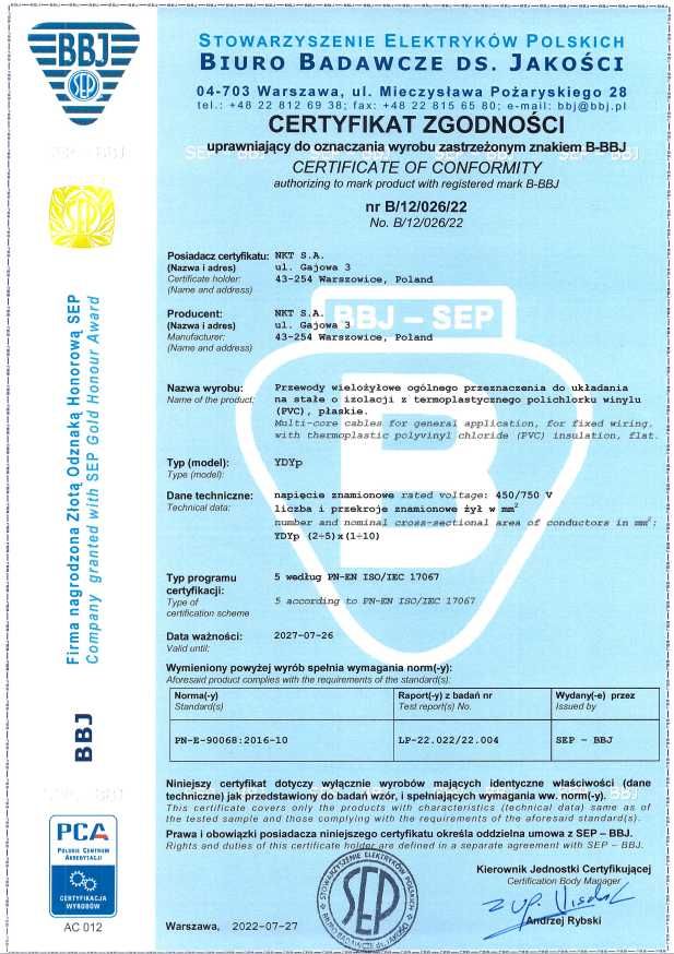 Przewód NKT instal YDYp 5x2,5 /450/750 V/ ZAPRASZAM 24/7.
