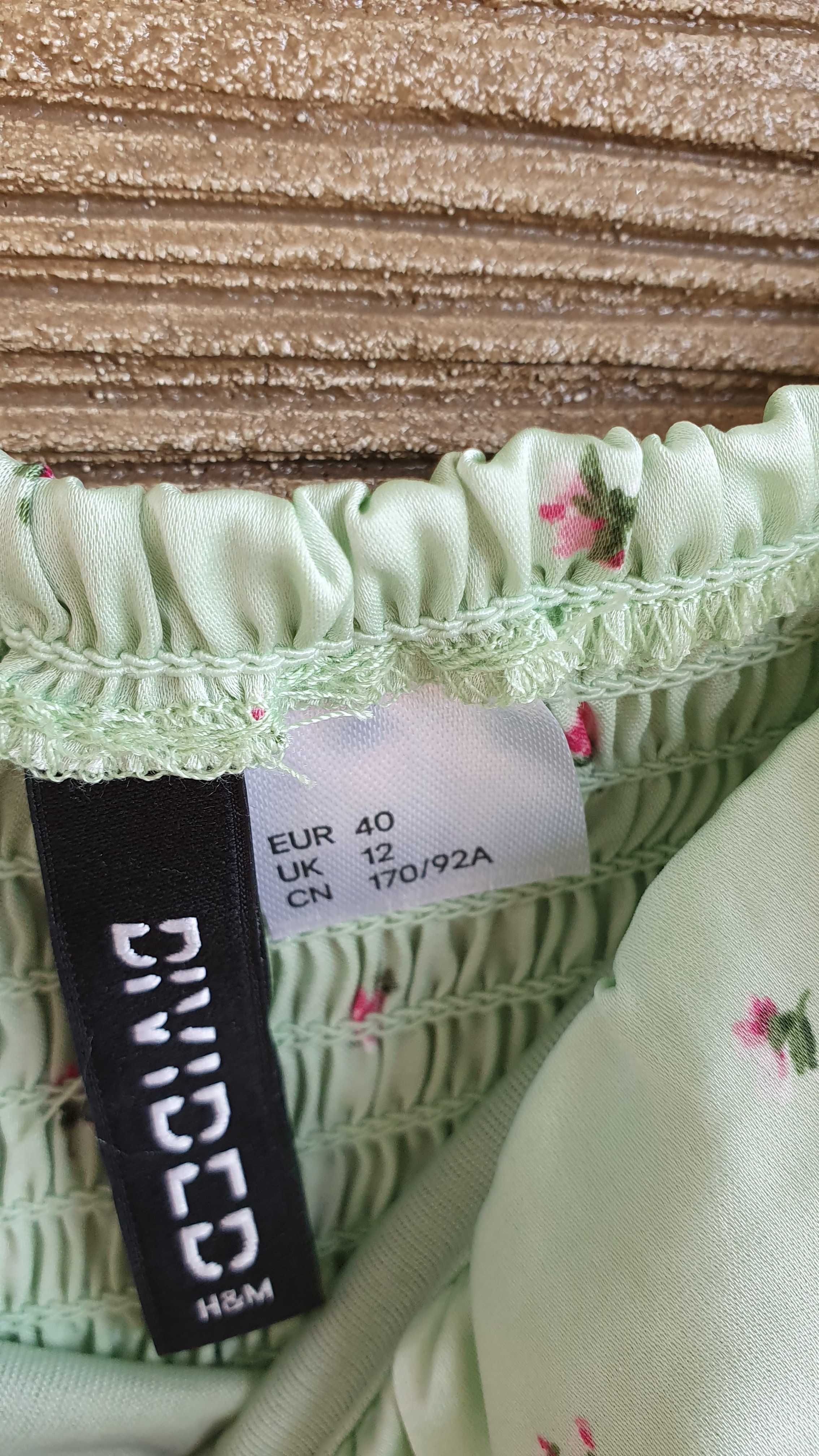 Bluzka damska kwiaty falbanki koronki bufki hiszpanka carmen H&M 40