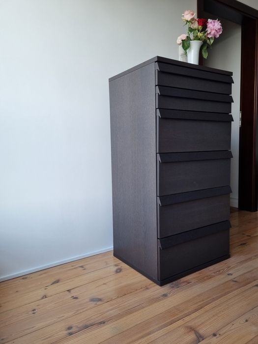 KOMODA 6 szuflad IKEA OPPLAND okleina jesionowa ciemny brąz