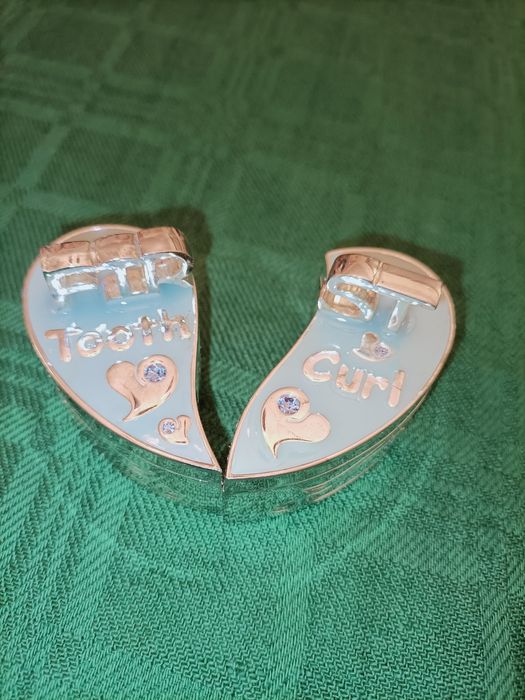 Prezent chrzest roczek Szkatułka pierwszy ząbek Silverplated