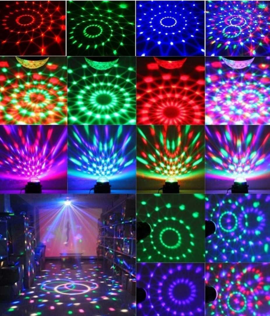 Projektor dyskotekowy kula disco LED RGB FLASH lampka efekty na imprez