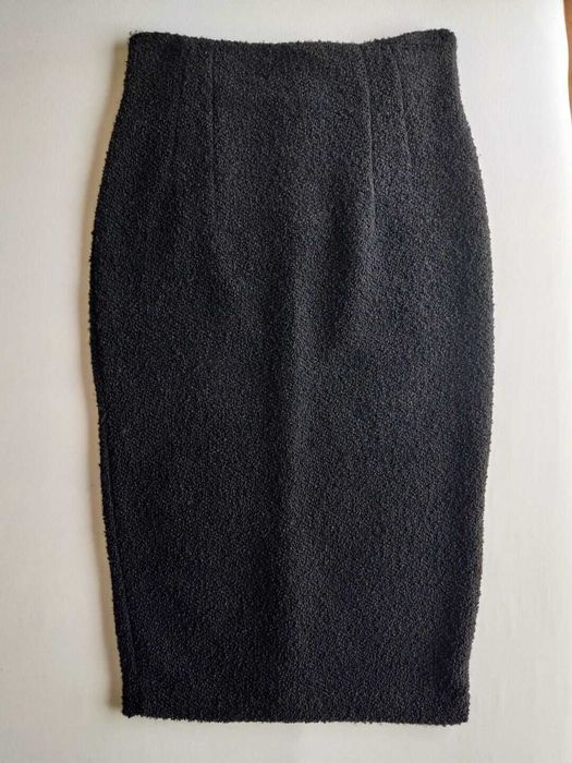 Saia Lápis Inverno Preta Midi Malha Texturizada Black Pencil Skirt 38
