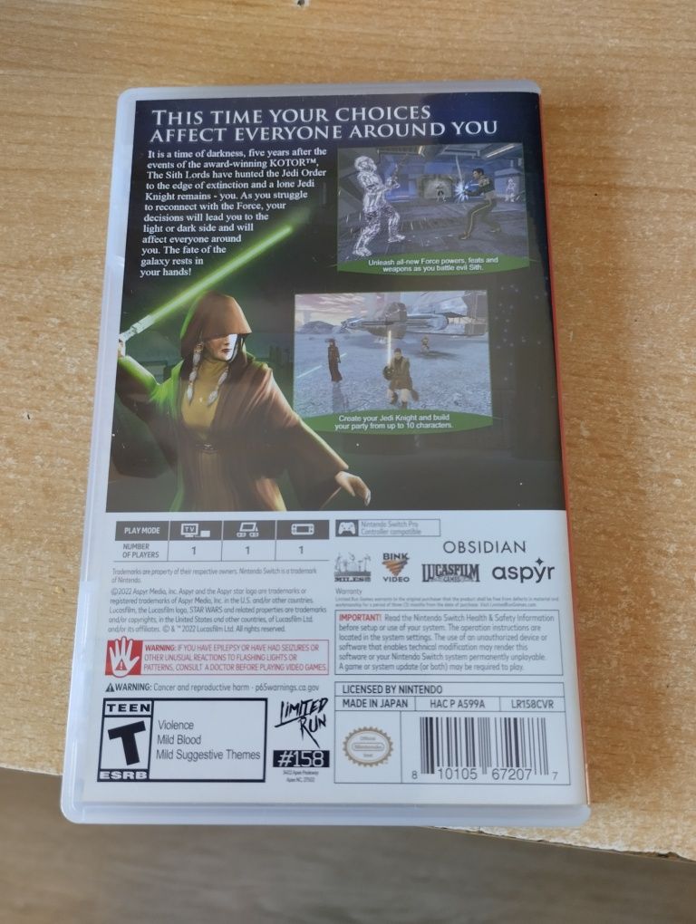 KOTOR 2 Limited Run Nintendo Switch