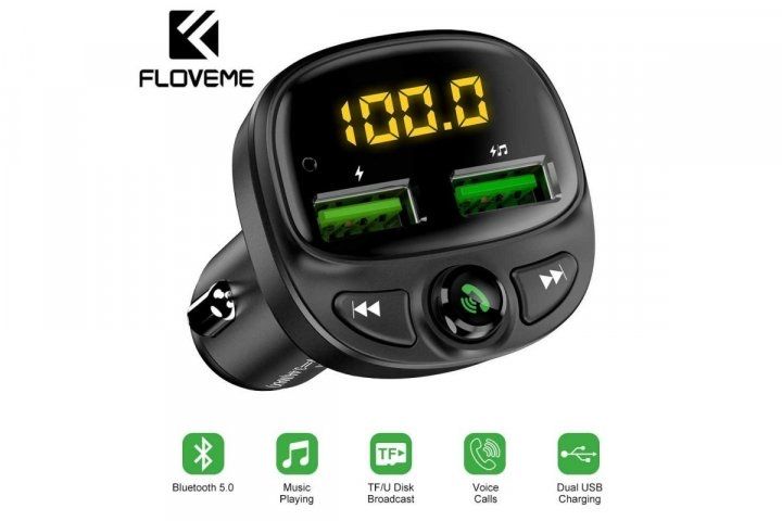 Автомобильный FM-модулятор трансмиттер Floveme с 2 USB HY-87