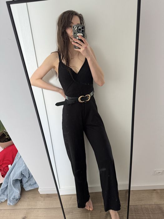 Kombinezon czarny miss selfridge z paskiem