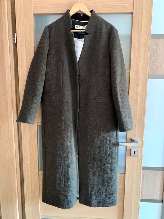 Wełniany płaszcz manteco khaki l 40