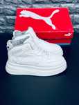 Ботинки белые Пума, Кожаные кроссовки - ботинки на меху кроссовки Puma