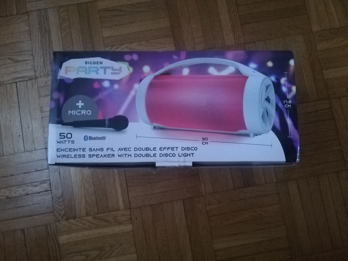 Nowy bezprzewodowy świecący przenośny głośnik Bigben Party 50 W plus m