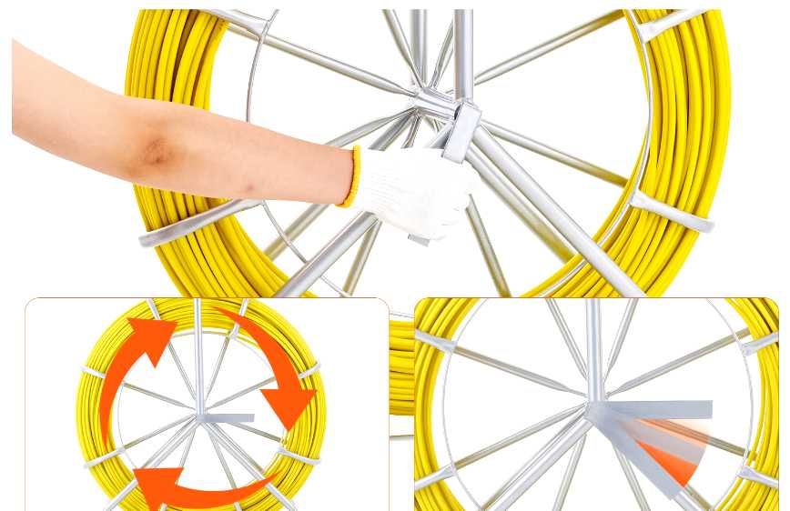 Guia passa cabo 130mt fibra ótica - Novo