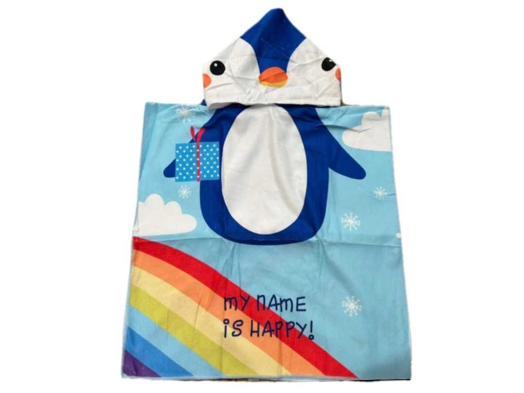 Ręcznik Kąpielowy z Kapturkiem na Basen Plażę Poncho Dziecięce 120x60