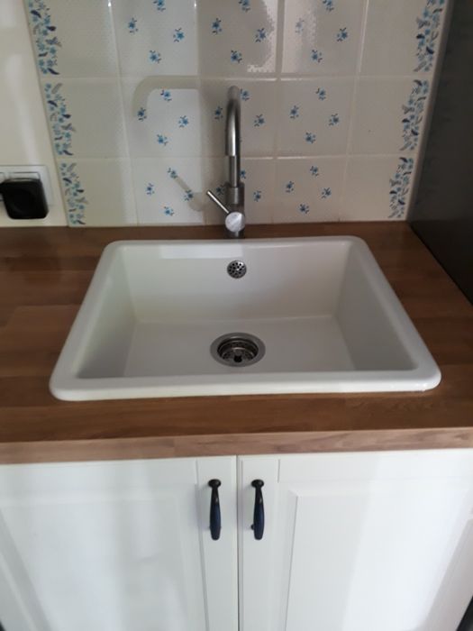 Zlew ceramiczny biały jednokomorowy 53x47 duży, jak nowy.