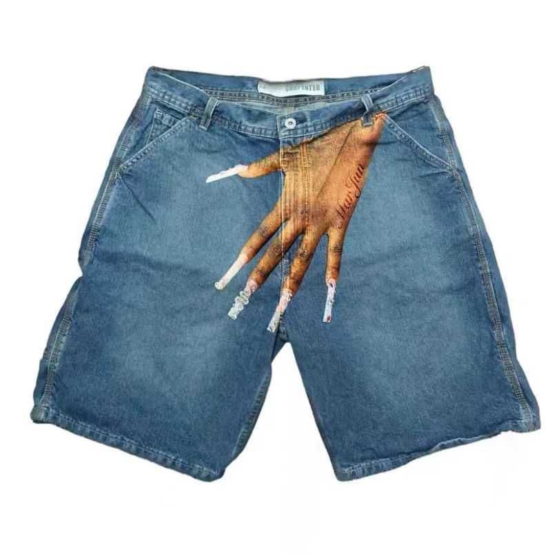 Tru Blue or Crazy hand shorts jeans (y2k шорти з рукой)