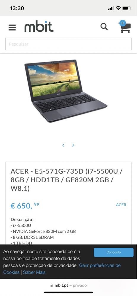 Portatil Acer E5-571g/Samsung A6 / computador