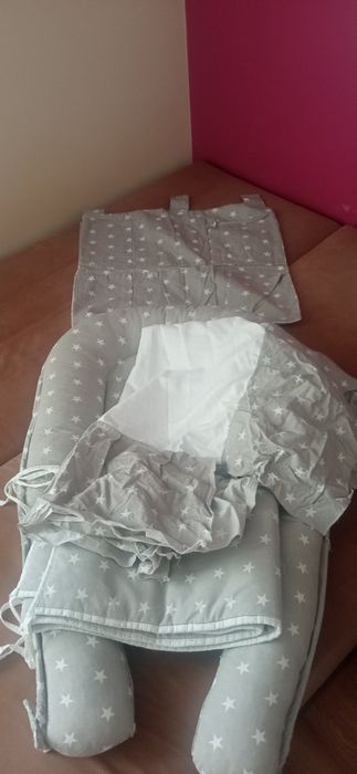 Zestaw do łózeczka gwiazdki kokon,ochraniacz,falbanka i organizer
