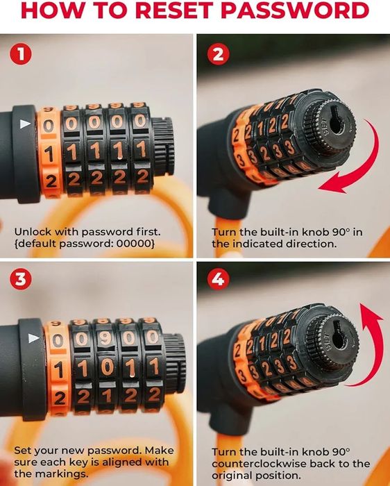 Blokada hulajnogi i roweru z 5-cyfrowym zamkiem szyfrowym