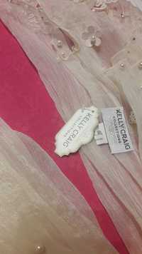 Kremowy duży szal narzutka z perełkami wesele ślub NOWA Kelly Craig
