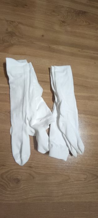 Rajstopy białe i granatowe 128/ 134