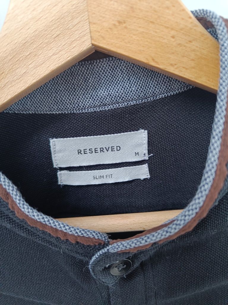 Czarna koszula męska na długi rękaw ze stójką, Slim Fit, Reserved, r M
