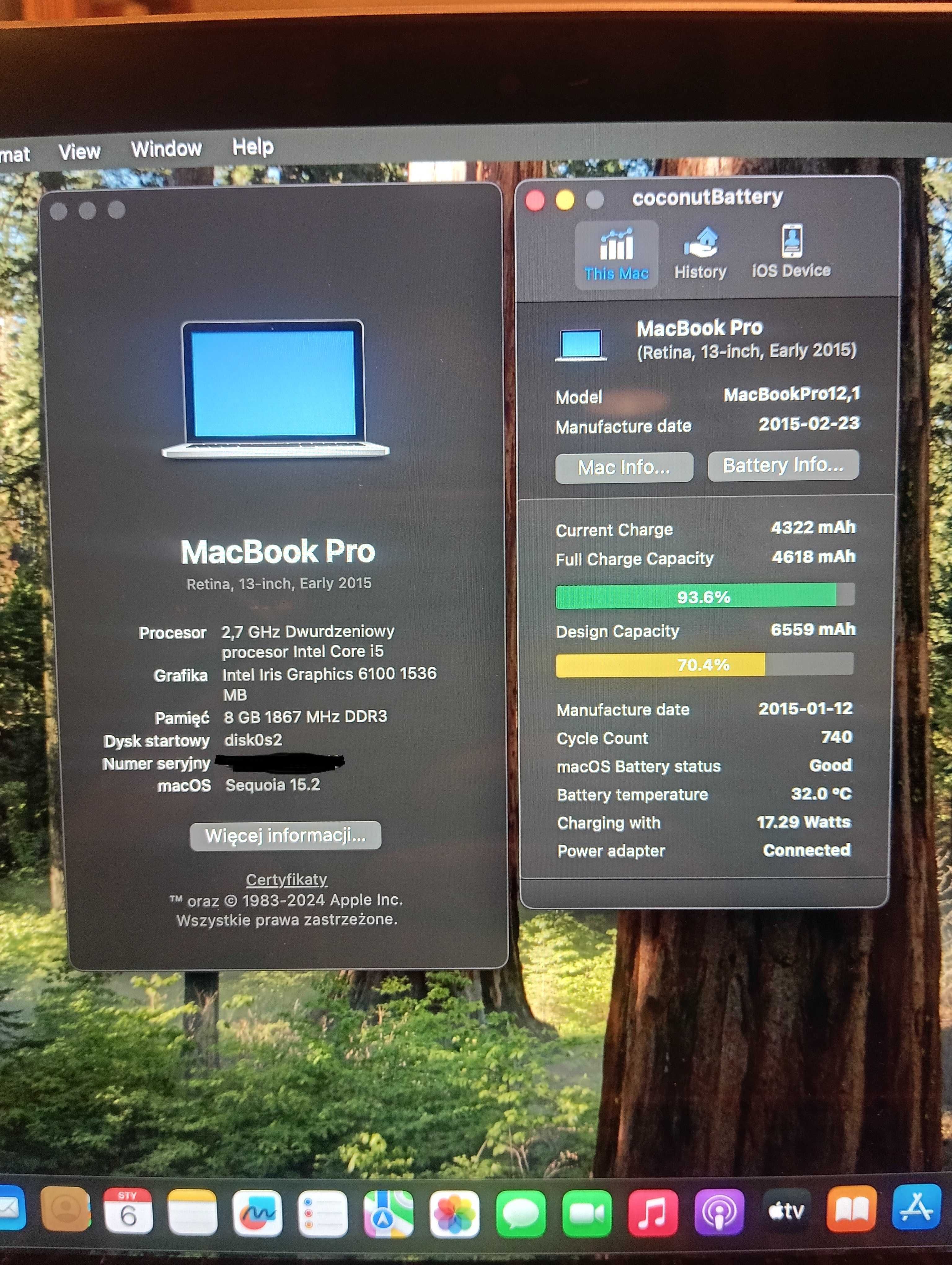 Macbook Pro a1502/Retina 13,3 cala/OSX Sequoia 15.2/PL