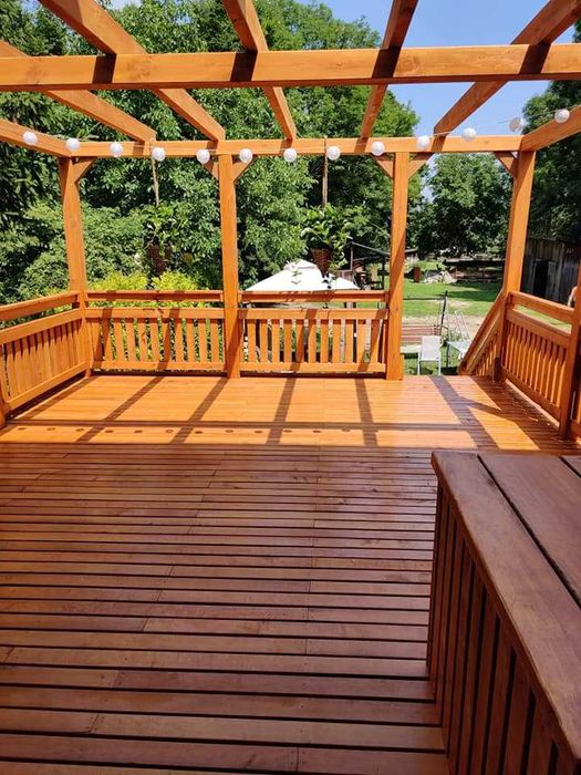 Taras, Barierka drewniana olchowa, Żaluzje regulowane, altany