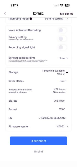Крутой диктофон izyrec mini recorder 64gb