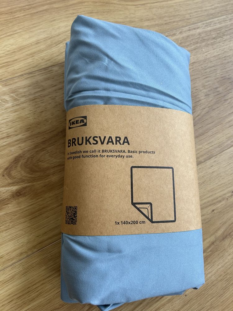NOWE prześcieradło z gumką Ikea Bruksvara 140x200 niebieskie