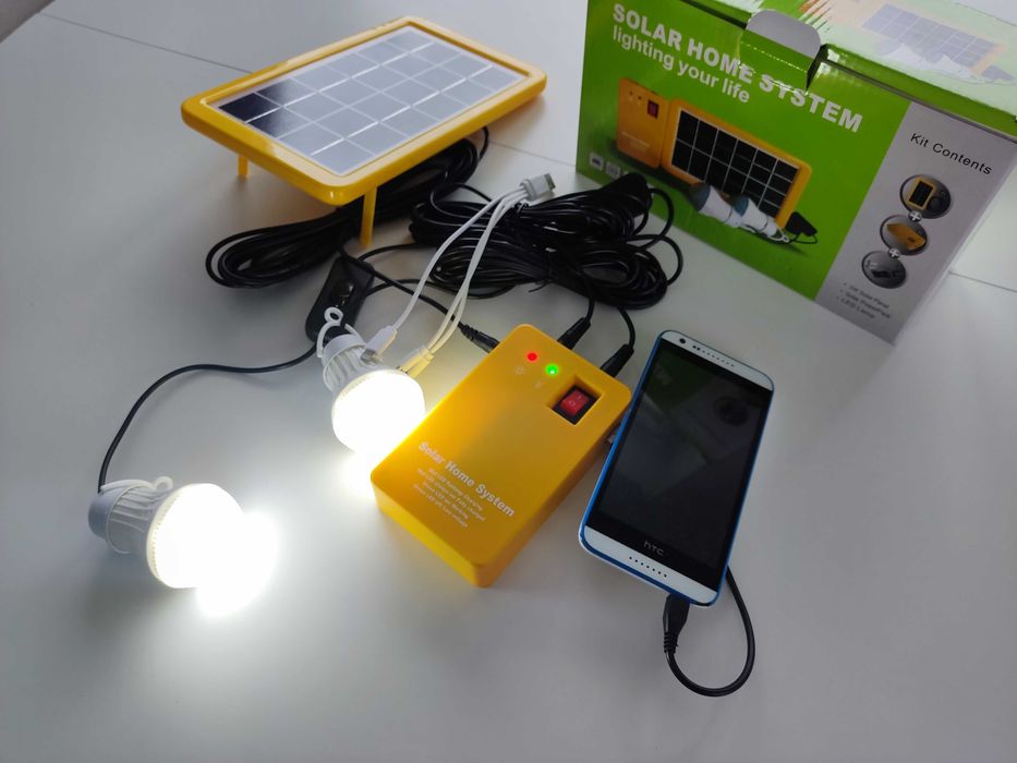 Zestaw Solarny PowerBank Latarka Zarówka Akumulator Li ION USB Led