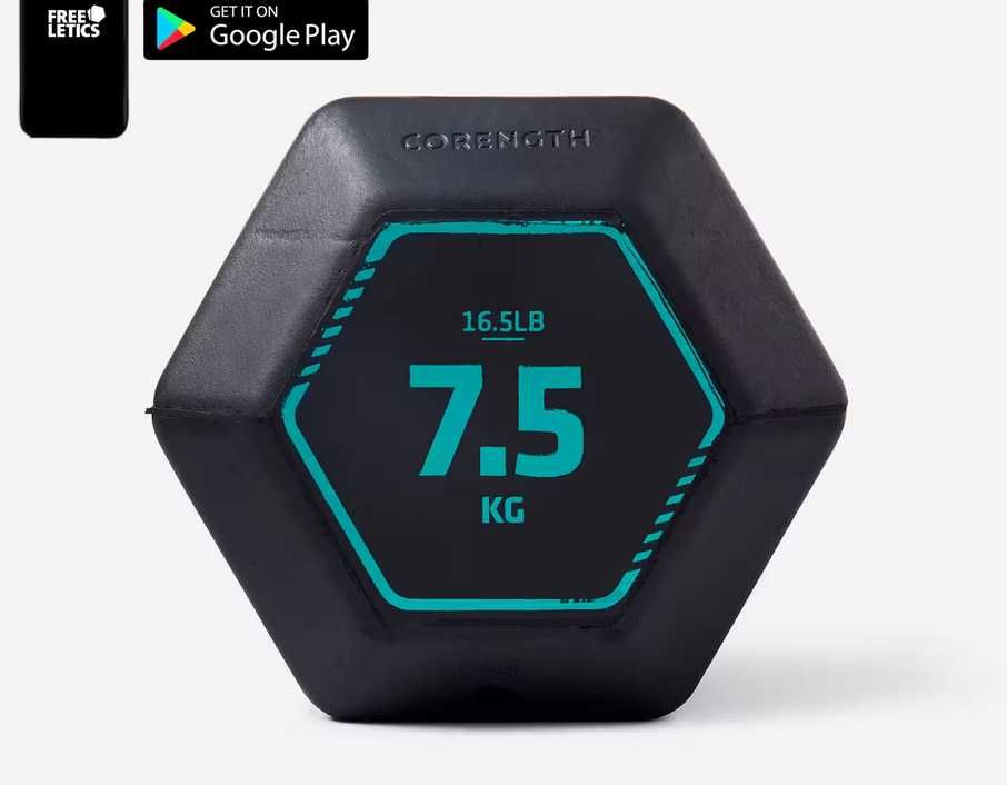 2 x Haltere Hexagonal de Musculação e Cross Training 7,5 kg Preto