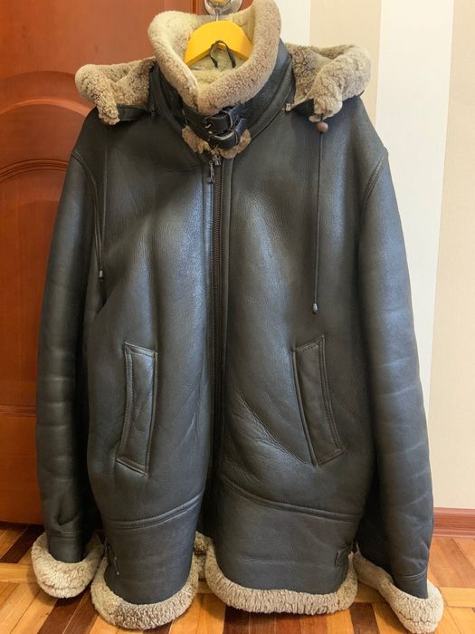 Вінтажна шкіряна дублянка куртка авіатор