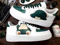 Pokemon Snorlax Nike air force 1 '07 custom ręcznie malowane buty 43