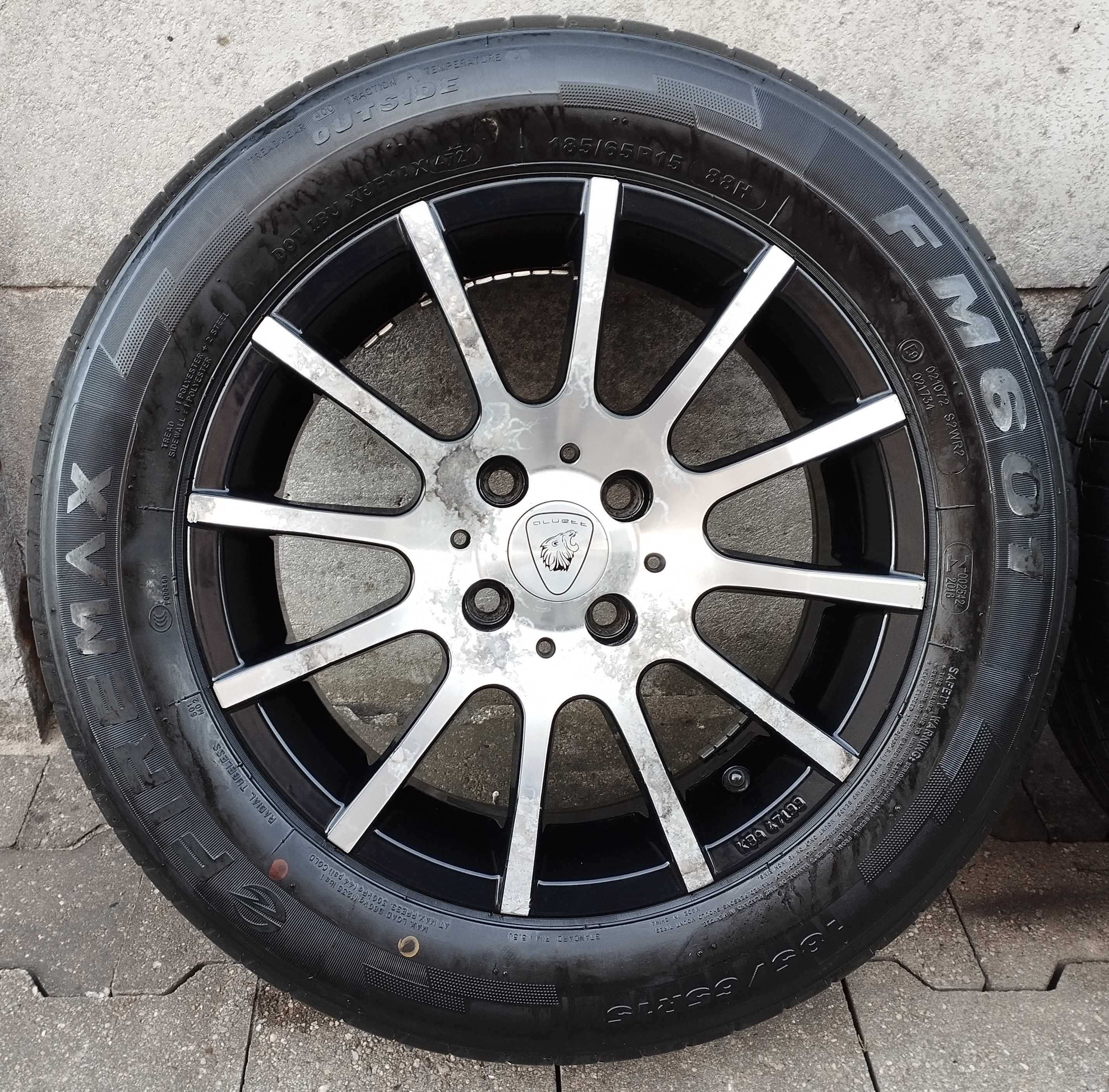 Felgi aluminiowe ALUETT 15 cali 4x100 +opony 185/65 R15 UNIKATOWY wzór