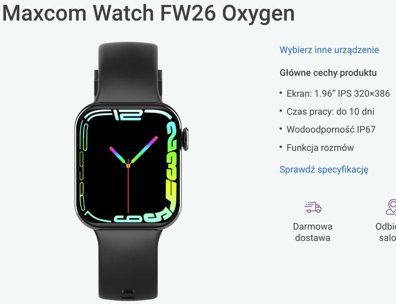 Smartwatch Maxcom FW26 Oxygen czarny z funkcją rozmów