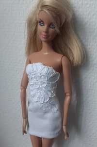 ubranko dla lalki barbie - sukienka koronkowa biała