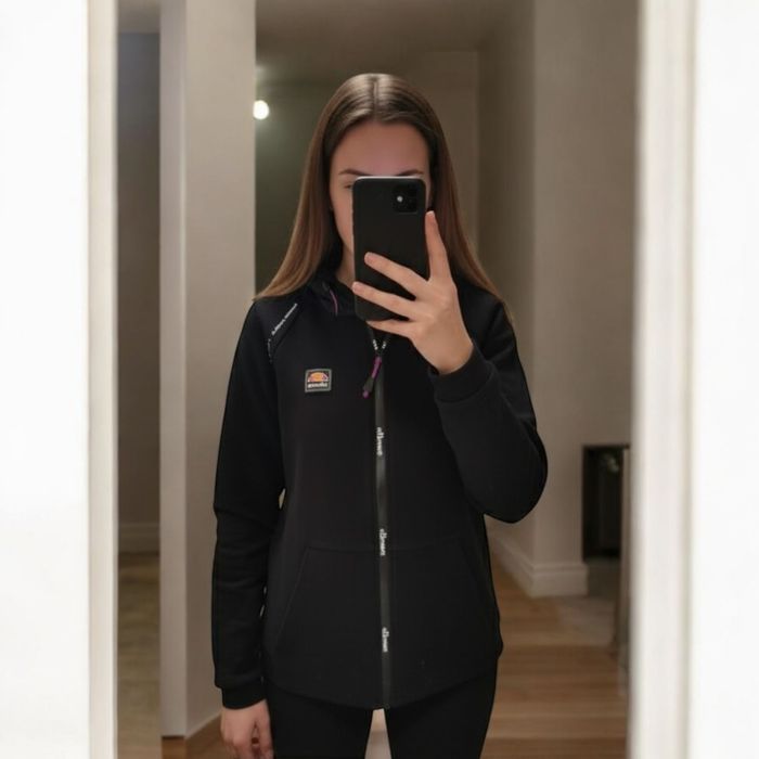 Ellesse klasyczna czarna bluza damska rozpinana z kapturem bawełna