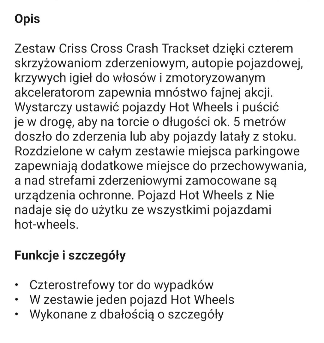 Tor samochodowy Criss Cross Crash Hot Wheels DTN42