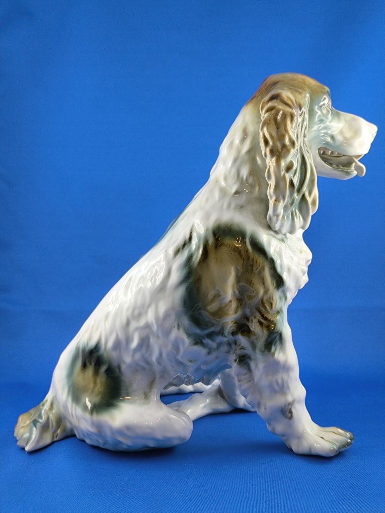 Spaniel Klausenburg Cervit Cluj Napoca 34cm #pies #porcelana #prezent