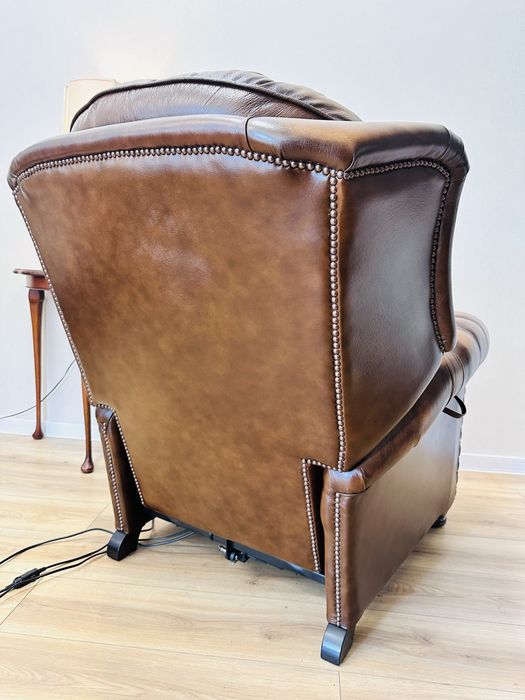 Angielski fotel uszak chesterfield RELAX ze skóry SPRINGVALE :)