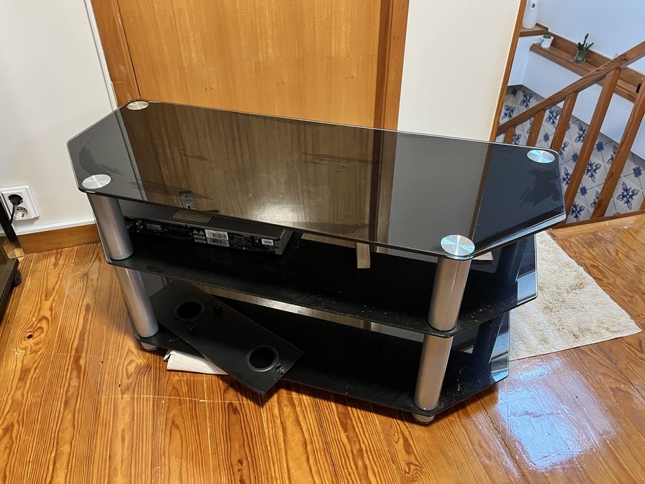 Mesa centro sala preta de vidro