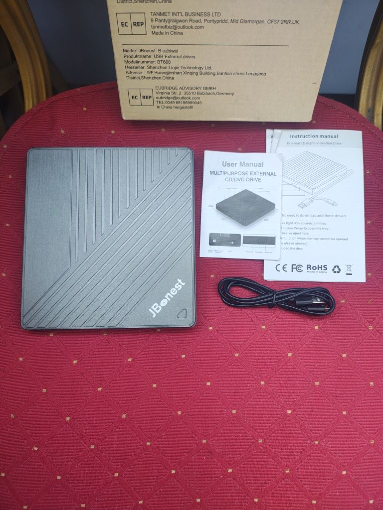 Nagrywarka do komputera Laptopa JBonest Zewnętrzny napęd CD DVD USB3.0