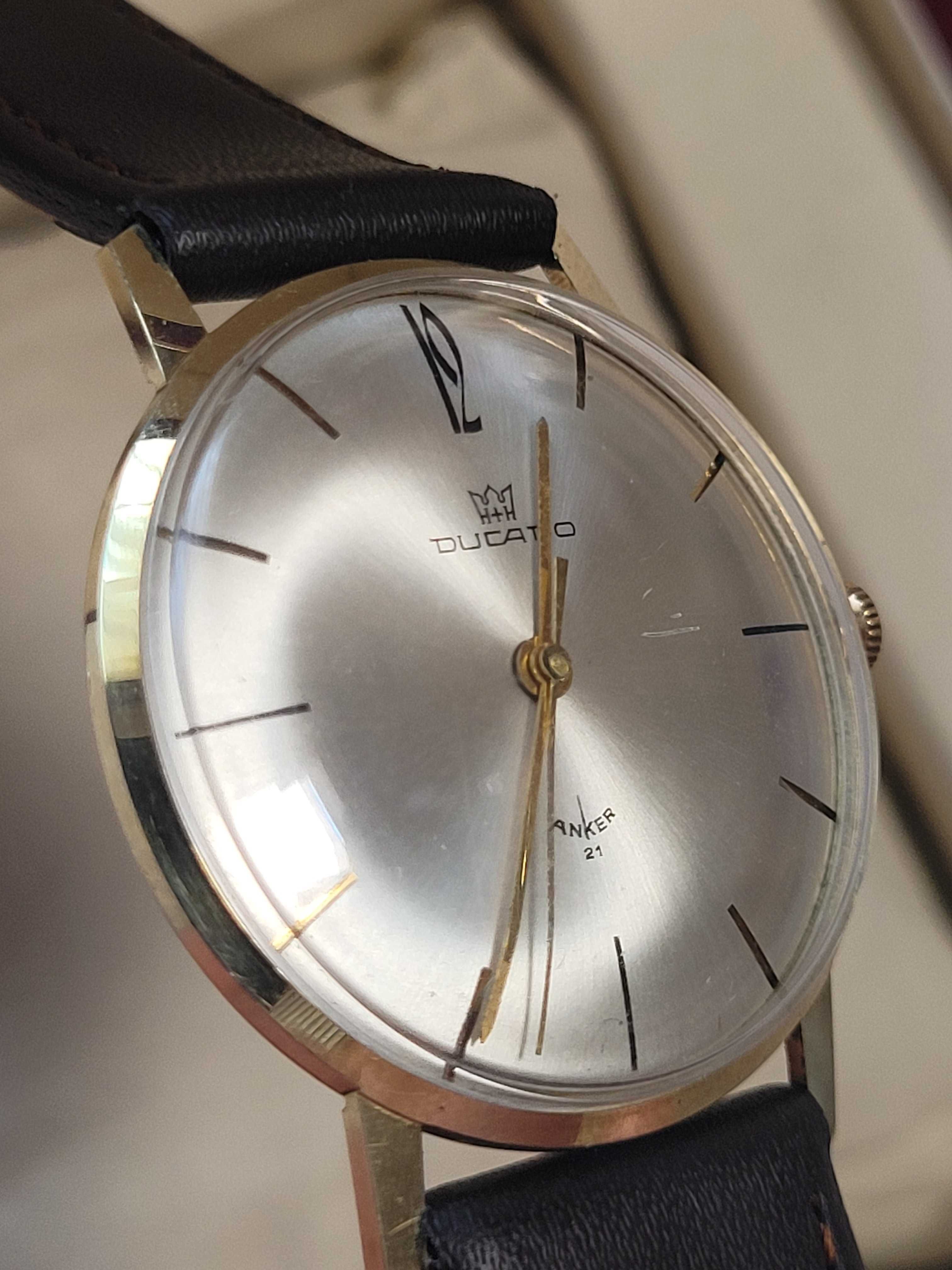 Piękny męski złoty zegarek Ducado Anker 21 kamieni 14k 0585